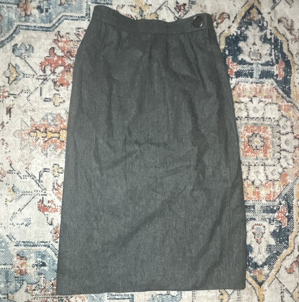 Vintage Women’s Yves Saint Laurent Variation Grey Wool Pencil Skirt Size 40